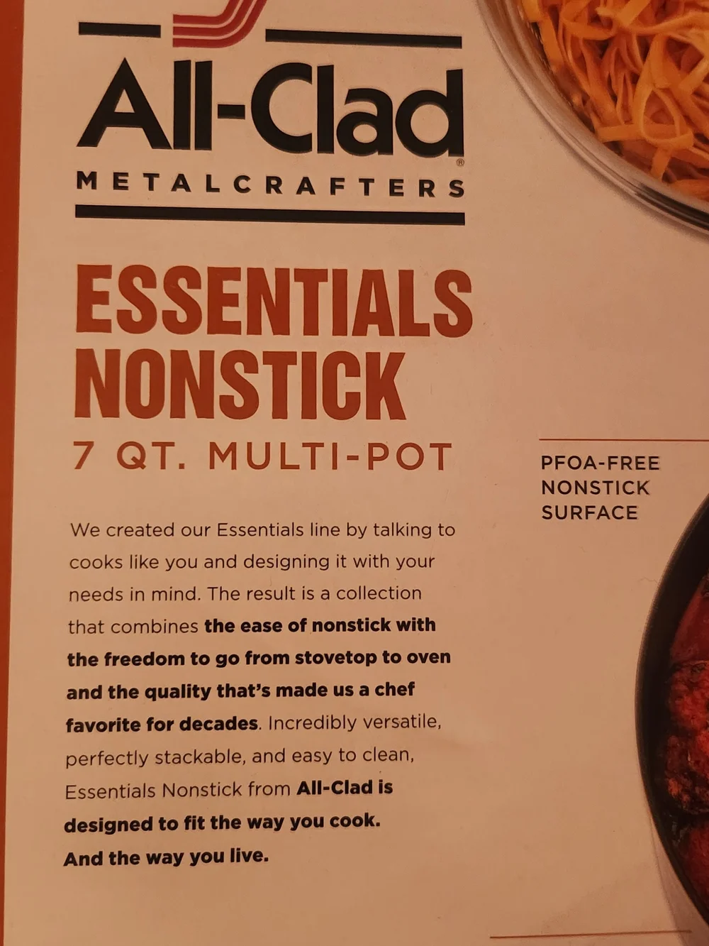 All-Clad Essentials Nonstick 7 Qt. Multi-Pot in Orange